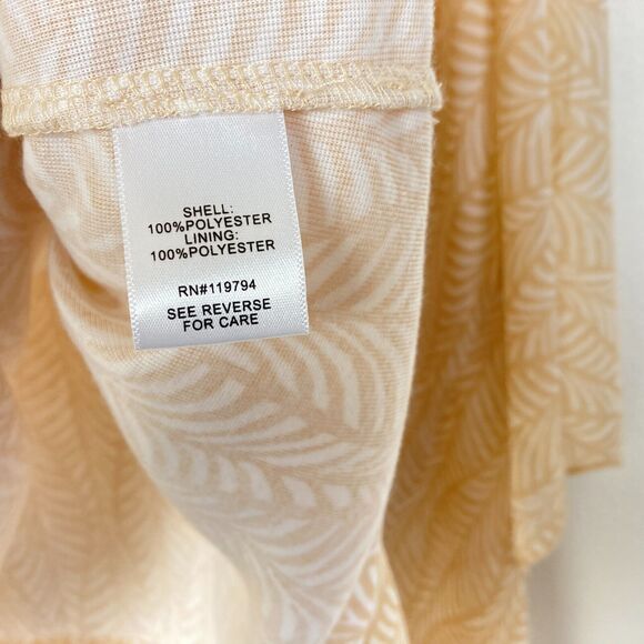 One World NWT Geometric Print Chiffon Poncho Top Size XL Wheat Tan Cream Boho - Picture 7 of 9